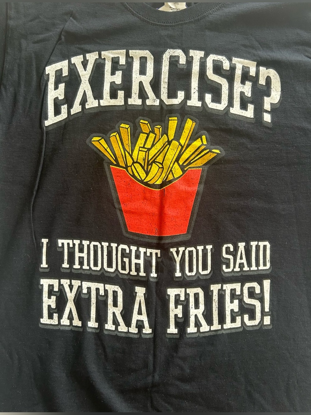NWT Hanes Medium Black Graphic Tshirt Funny Sarcastic Gym Humor Exercise Food - Picture 3 of 5